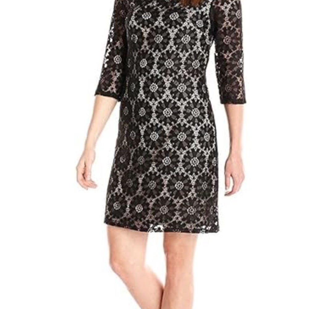 Jessica Howard Black Lace Long Sleeve Dress
